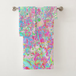 Aqua and Hot Pink Sunrise in My Rubio Garden Badhandtuch Set