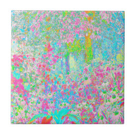 Aqua and Hot Pink Sunrise in My Rubio Garden Fliese