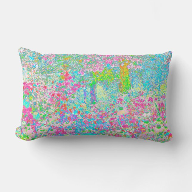 Aqua and Hot Pink Sunrise in My Rubio Garden Lendenkissen (Vorderseite)