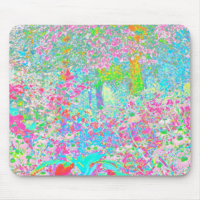 Aqua and Hot Pink Sunrise in My Rubio Garden Mousepad (Vorne)