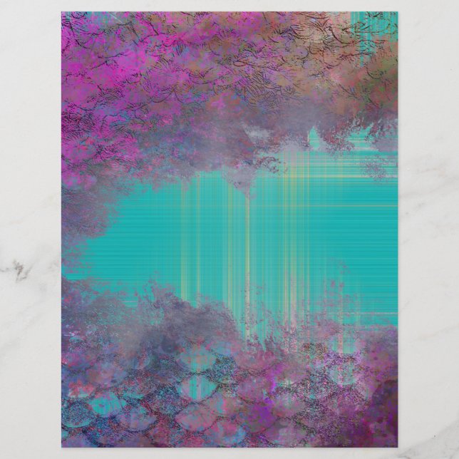 Aqua and Lila Mermaid Grunge Scrapbook Papa (Vorderseite)