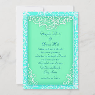 Aqua and Mint Waves Green Beach Hochzeit Einladung