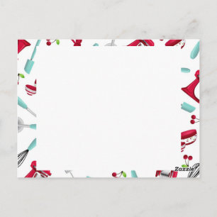 Aqua and Red Kitchen Gadget - Rezept Karte Unausge