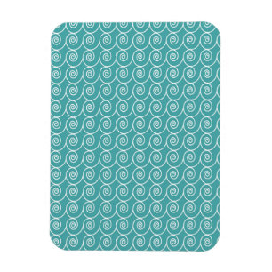 Aqua and White Curlie Cue Pattern Magnet