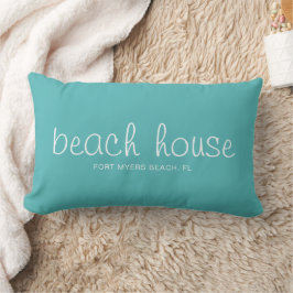 Aqua and White Nautical Beach House - ein benutzer Lendenkissen