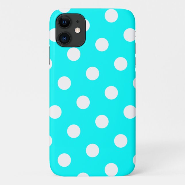 Aqua and White Polka Dot Pattern Case-Mate iPhone Hülle (Rückseite)