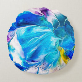Aqua and White Round Cushion Rundes Kissen