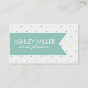 Aqua and Yellow Polka Dot Ribbon Business Card Visitenkarte
