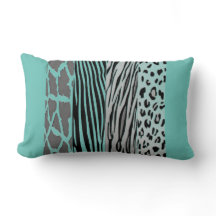 Aqua Animal Embossted Zebra Stripe Pillow