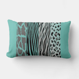 Aqua Animal Embossted Zebra Stripe Pillow Lendenkissen