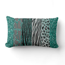 Aqua Animal Print Throw Kissen