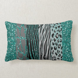 Aqua Animal Print Throw Kissen