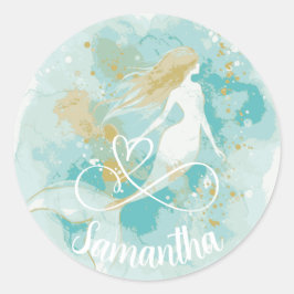 Aqua-Aqua-Aqua mit Goldaufkleber Runder Aufkleber