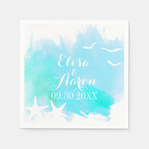 Aqua Aqua Aquarell, Seestrande Hochzeit Serviette