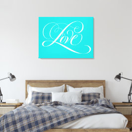 Aqua Aquamarin Aqua Blue Liebe Letter Calligraphy Leinwanddruck