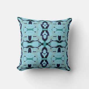 Aqua Aquamarin Beige Navy Mittelmeer Kleine Mosaik Kissen