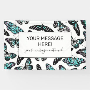Aqua Aquamarin Black Butterfets Wasserfarben Muste Banner