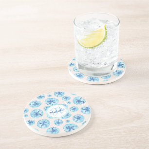 Aqua aquamarin-blau Sand Dollar Aquarell individue Getränkeuntersetzer