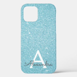 Aqua Aquamarin Blue Glitzer und Sparkle Monogram Case-Mate iPhone Hülle