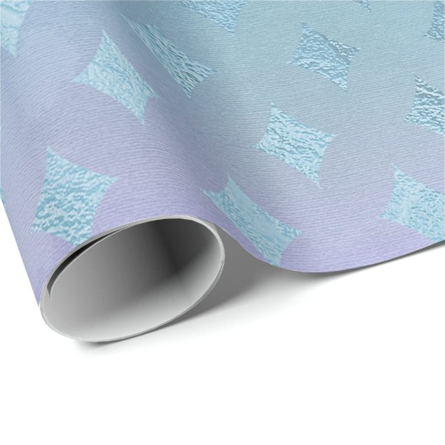Aqua Aquamarin Blue Pastel Ombre Lila Kristalle Fa Geschenkpapier (Rolleneckpunkt)