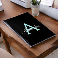 Aqua Aquamarin Blue Script Girly Monogram Name