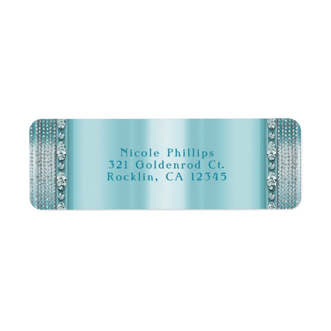 Aqua Aquamarin Blue & Silver Diamond Bling Einladu (Vorne)