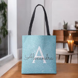 Aqua Aquamarin Blue Sparkle Elegante Monogram Book<br><div class="desc">Aqua Aquamarin Ice Blue Imitats Sparkle und Glitzer Elegante Monogram Book Bag. Dieses Buchtasche kann so angepasst werden,  dass sie Ihren Vor- und Erstnamen enthält.</div>