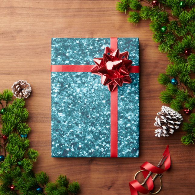 Aqua Aquamarin Blue Sparkle Geschenkpapier (Feiertagsgeschenk)