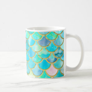Aqua Aquamarin Blue Watercolor Meerjungfrau Scales Tasse