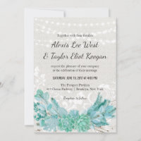 Aqua Aquamarin Blue Watercolor Sukkulente Hochzeit