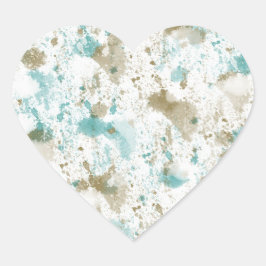 Aqua Aquamarin Creme Watercolor Gefärbte Krawatte Herz-Aufkleber
