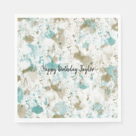 Aqua Aquamarin Creme Watercolor Gefärbte Krawatte  Serviette