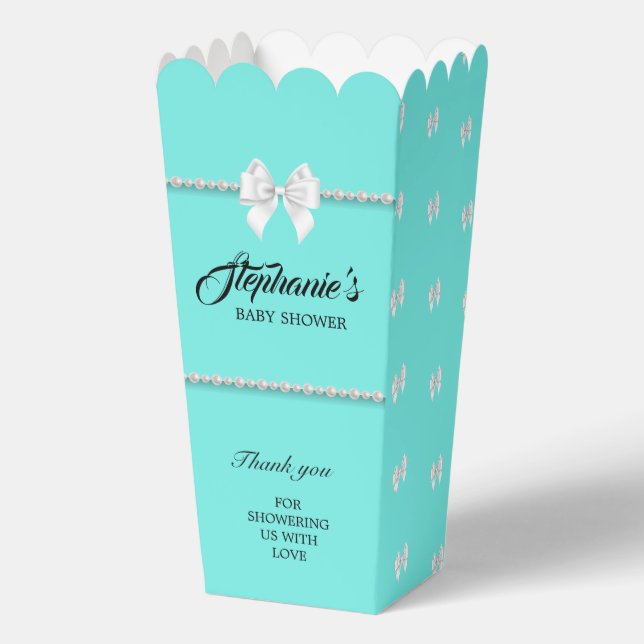 Aqua Aquamarin Elegant Tiffany Themendusche Geschenkschachtel (Vorderseite)