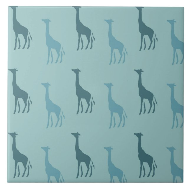 Aqua Aquamarin Giraffe Animal Fliese (Vorderseite)