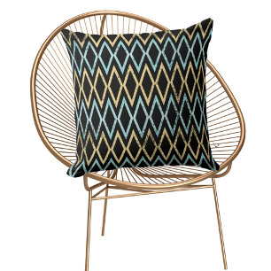 Aqua Aquamarin Gold Diamanten auf schwarzem Kissen