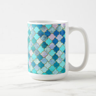 Aqua Aquamarin Gold Oriental Marokkanisches Fliese Tasse