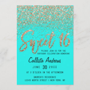 Aqua Aquamarin Gold Scattered Glitzer Ombre Sweet Einladung