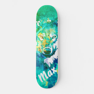 Aqua aquamarin-grüne Wolfskateboard Skateboard
