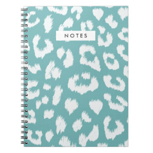 Aqua Aquamarin Leopard Print Notebook Notizblock