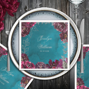 Aqua Aquamarin Merlot Jewel Tone Wedding Serviette
