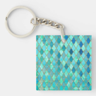 Aqua Aquamarin Mint Gold Oriental Marokkanisches F Schlüsselanhänger
