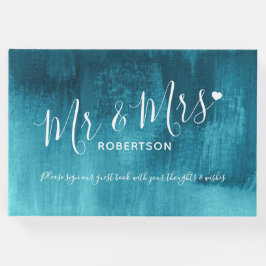 Aqua aquamarin moderne Kunst maßgeschneidertes Hoc Gästebuch