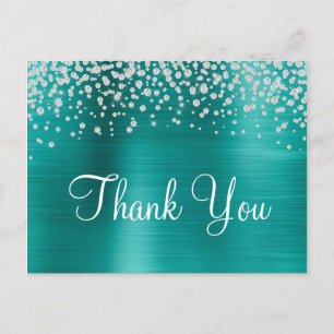 Aqua Aquamarin Ombre Foil Diamond Confetti Vielen Postkarte