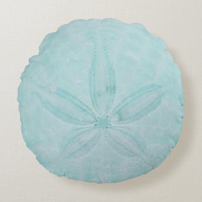 Aqua Aquamarin Sand Dollar Nautical Coastsea Rundes Kissen (Vorderseite)