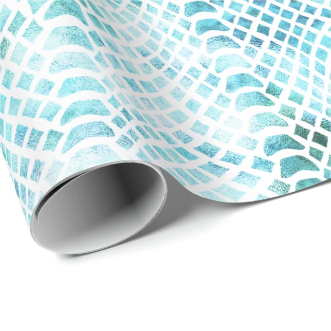 Aqua Aquamarin Snake Print Geschenkpapier (Rolleneckpunkt)