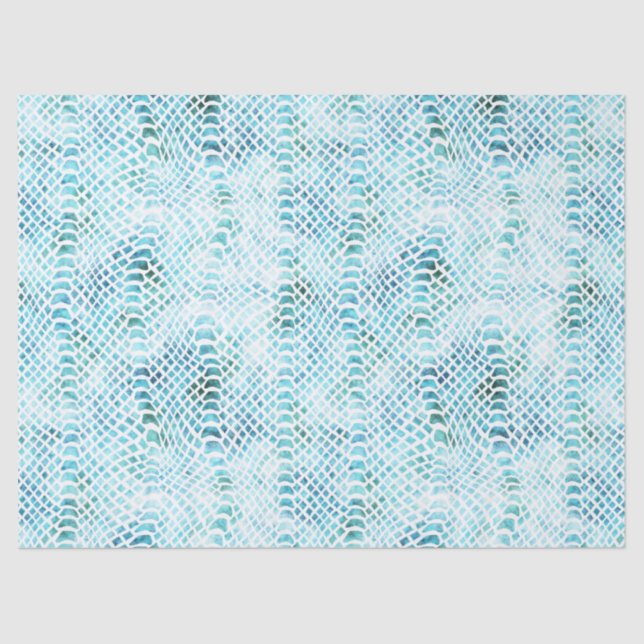 Aqua Aquamarin Snake Print Seidenpapier (Vorderseite)