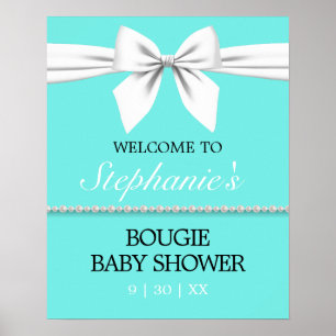 Aqua Aquamarin Tiffany Baby Dusche Begrüßungszeich Poster