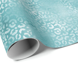Aqua Aquamarin Türkis Glam Leopard Geschenkpapier
