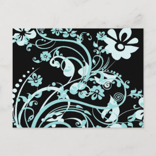 Aqua Aquamarin und Black Floral Wirbel Geschenke f Postkarte