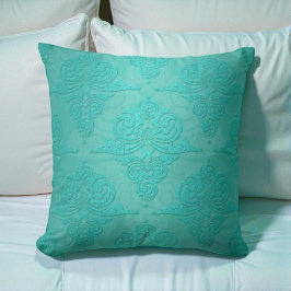 Aqua Aquamarin Vintag Grunge Damask Muster Kissen